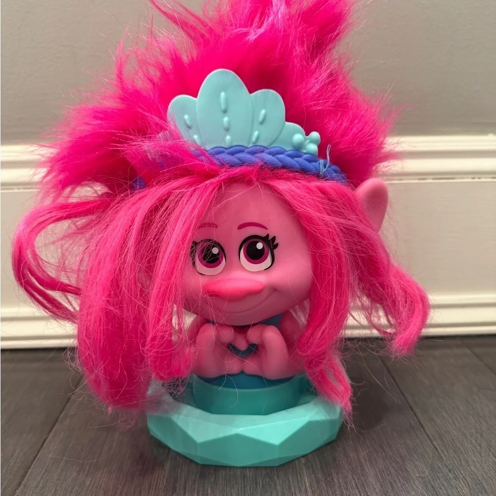Dreamworks Trolls Poppy Doll with Pink Hair and Blue Tiara Styling Head Girls